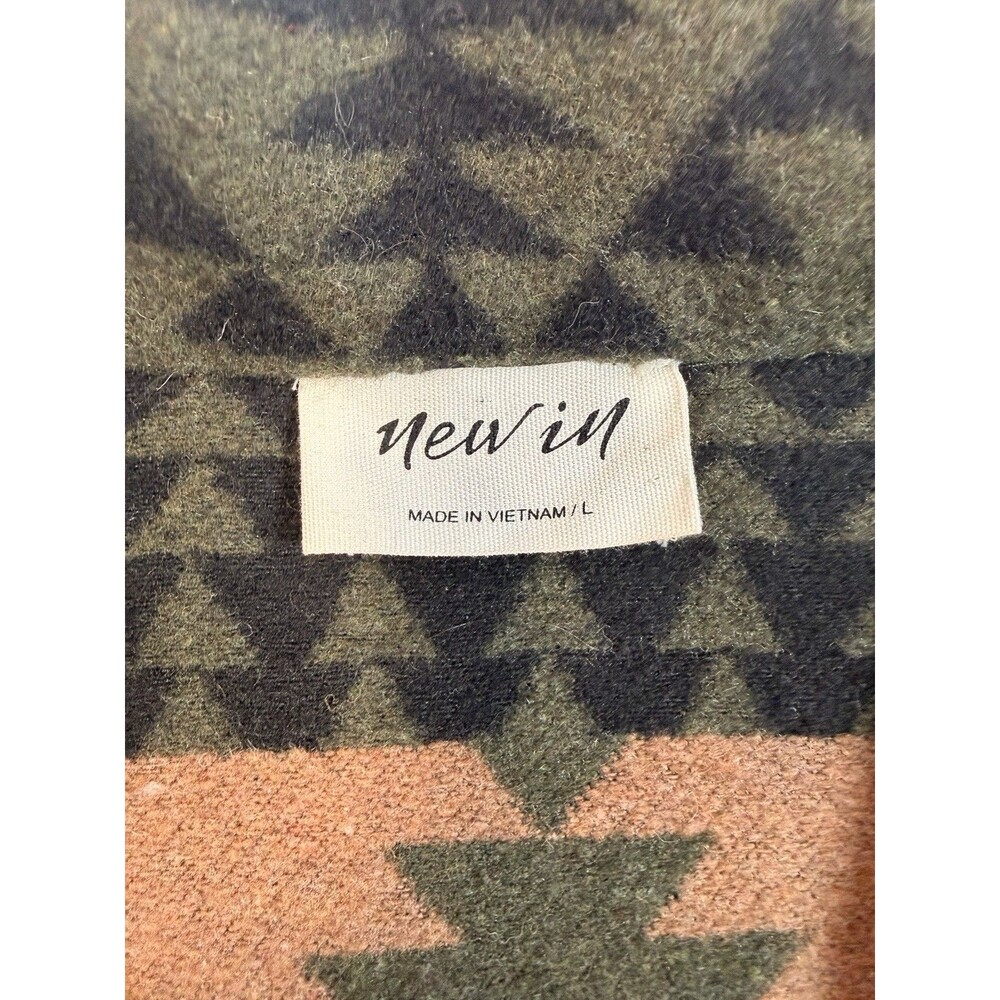 Womens L Southwestern Aztec Fleece Shacket Shirt Jacket Olive Western Boho - Picture 5 of 8